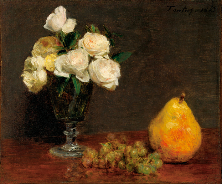  方丹·拉图尔 Fantin-Latour 静物玫瑰和水果Still Life with Roses and Fruit